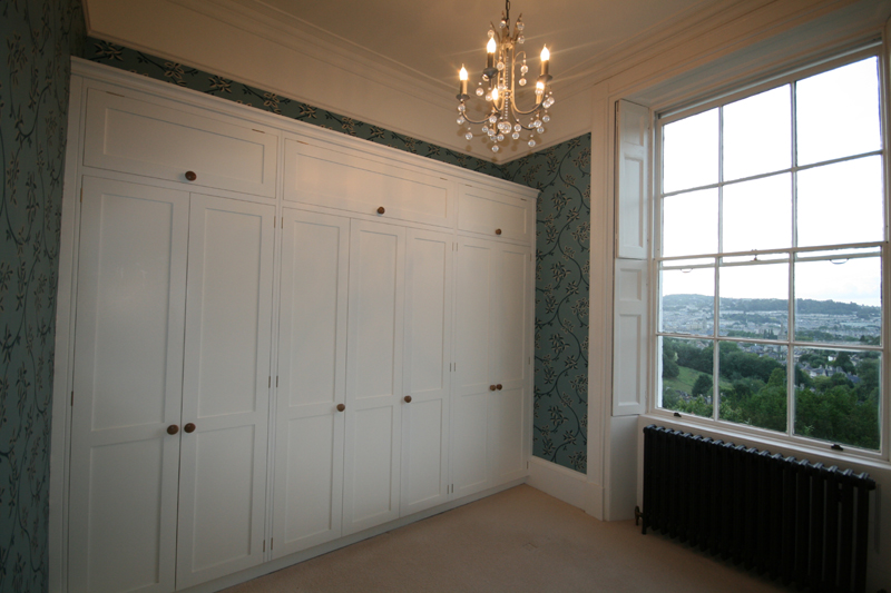 Georgian-style Bespoke Painted wall-to-wall Wardrobes,Bath. Enlargement 1   ( Three pictures Total = 1.2 mb)